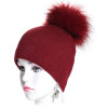 bonnet pompon maille fine coloris bordeaux pailleté