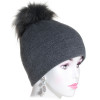 bonnet pompon maille fine coloris gris anthracite
