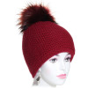 bonnet pompon maille laine bordeaux