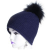 bonnet pompon point mousse marine