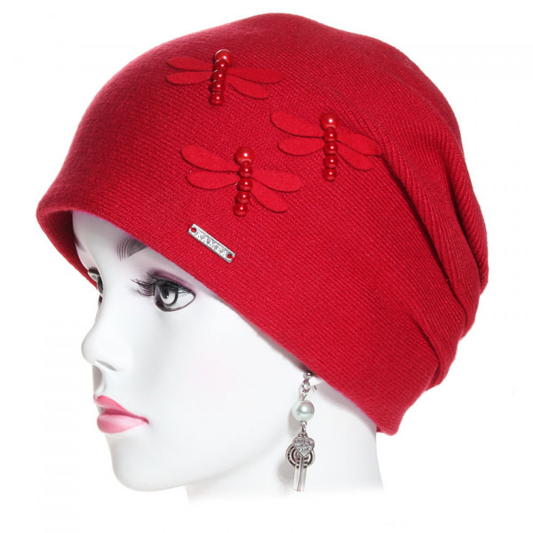 bonnet pincé trois plis rouge