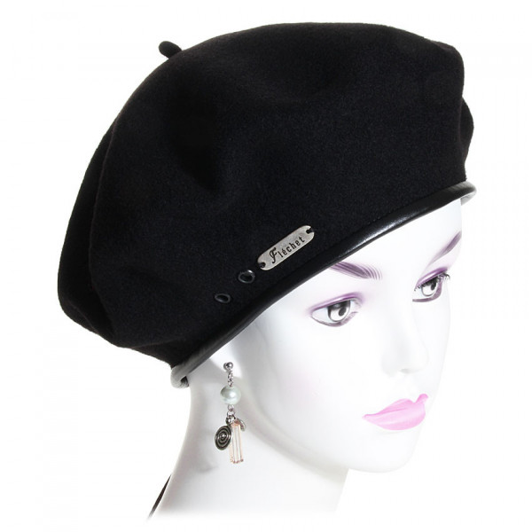 Béret gris 100% laine avec lacet de serrage