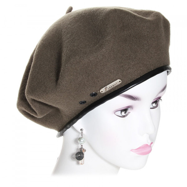 Béret kaki 100% laine avec lacet de serrage