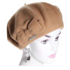 Béret camel 100% laine avec nœud papillon