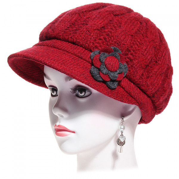 casquette gavroche laine rouge