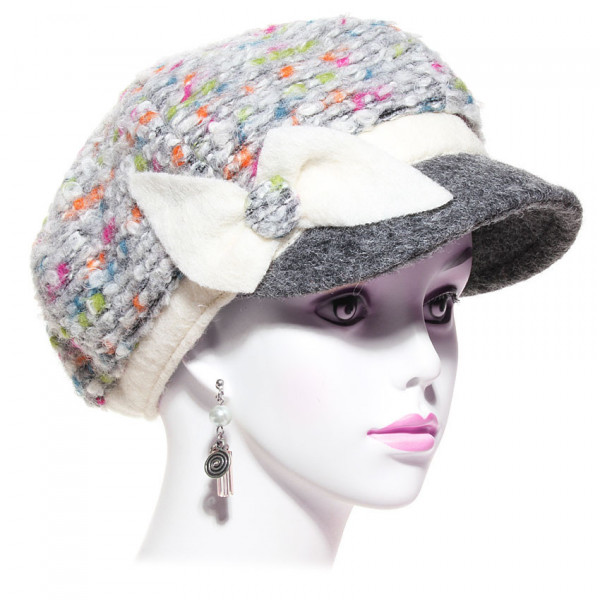 casquette gavroche laine bouclée multicolore