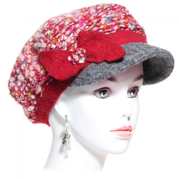 casquette gavroche laine bouclée rouge