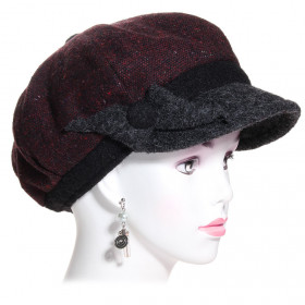 casquette gavroche laine bordeaux et anthracite