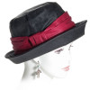 chapeau de pluie en lin noir et rouge