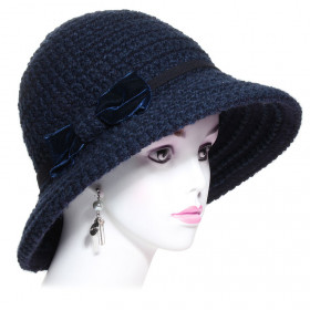 Chapeau femme bord large laine grise et noir - Hatsquality