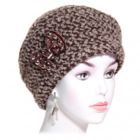 béret laine bouclée ton marron