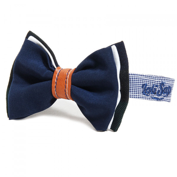Nœud papillon bleu marine et cuir