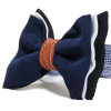 nœud papillon coton bleu marine et cuir