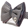 Nœud papillon cachemire et cuir avec rivet
