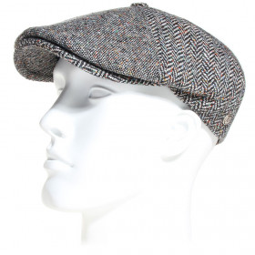 casquette en laine grise à six pans