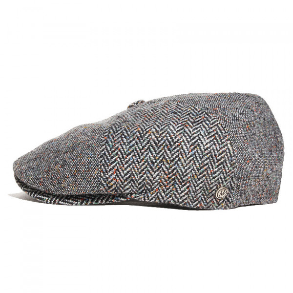casquette en laine grise à six pans