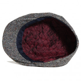 casquette en laine grise à six pans doublée polyester