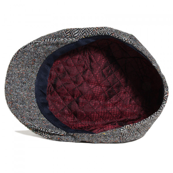 casquette en laine grise à six pans doublée polyester