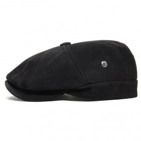 Casquette Hatteras cuir noir nappa wax
