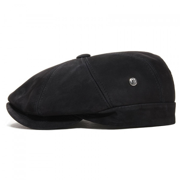 Casquette Hatteras cuir noir nappa wax