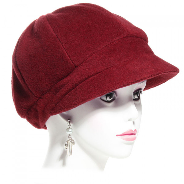 Casquette gavroche polaire femme couleur bordeaux