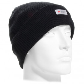 Bonnet acrylique noir maille fine doublé polaire Thinsulate 40gr