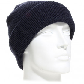 Bonnet à revers en maille fine doublé polaire couleur bleu marine