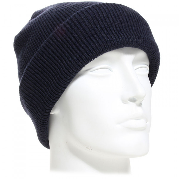 Bonnet à revers en maille fine doublé polaire couleur bleu marine