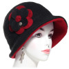 Chapeau laine femme couleur noir et rouge
