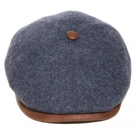 casquette laine vierge avec visière gansée et bouton assorti