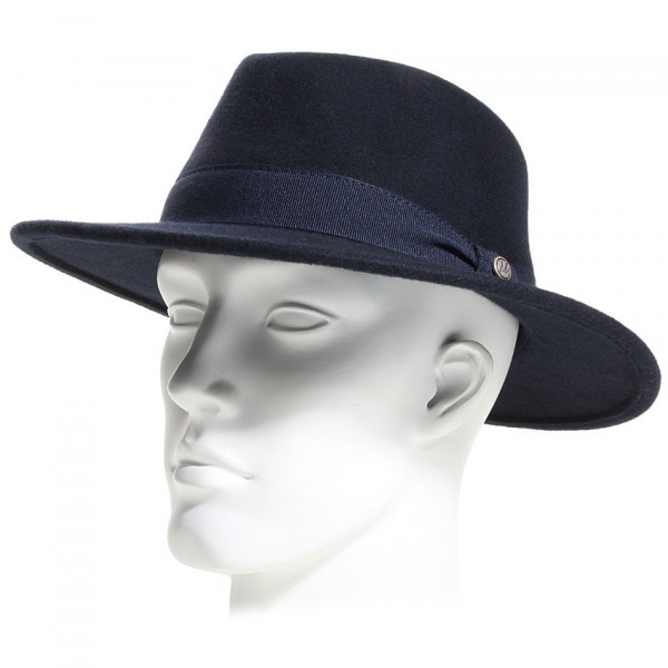 Chapeau feutre bleu bord moyen