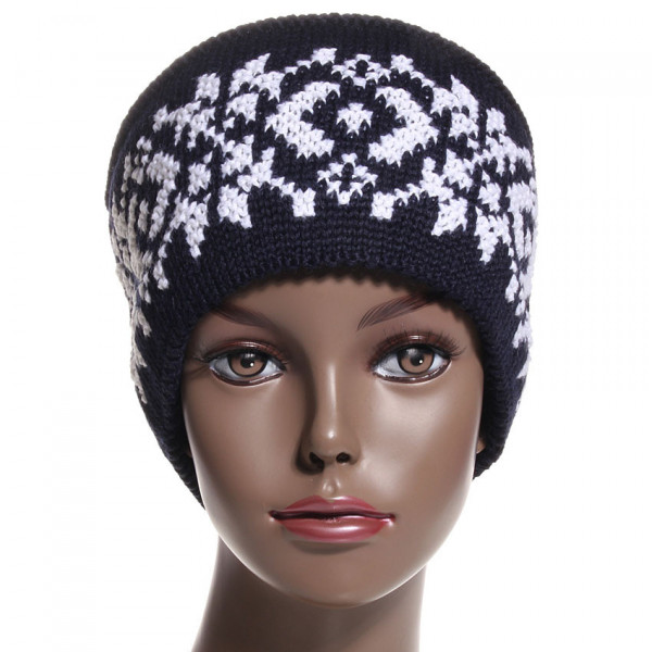 Bonnet laine fine maille coloris bleu marin - IGALYKOS - triox