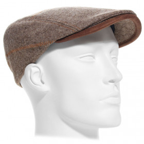 casquette en laine vierge surpiquée coloris taupe