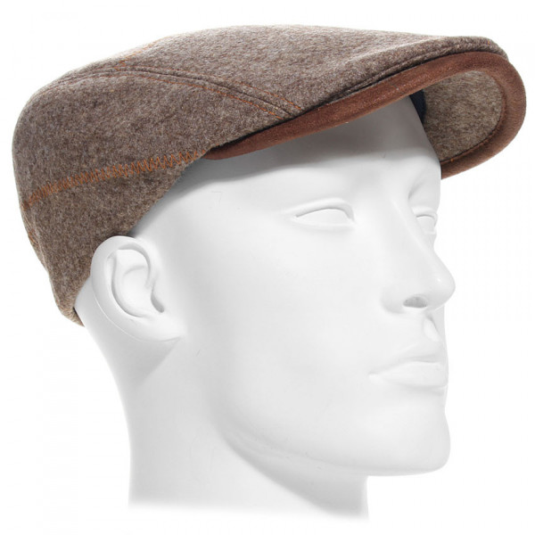 casquette en laine vierge surpiquée coloris taupe