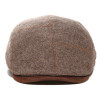 casquette en laine vierge surpiquée coloris taupe visière gansée