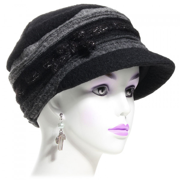 casquette laine noir et grise