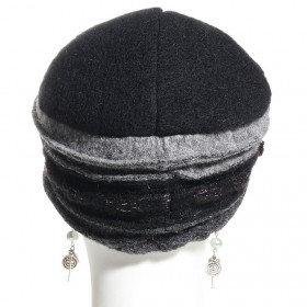 casquette laine noir et grise