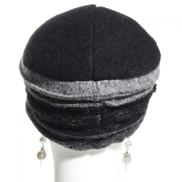 casquette laine noir et grise