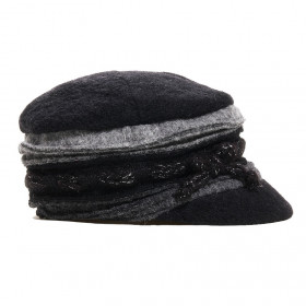 casquette laine noir et grise