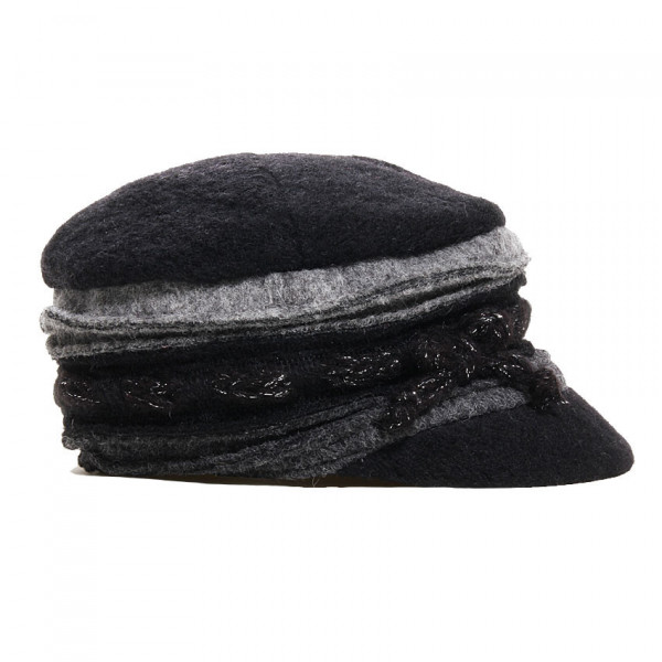 casquette laine noir et grise