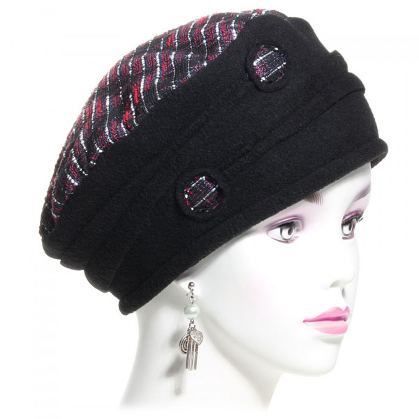 béret polaire imperméable avec calotte coloris fushia
