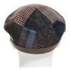 casquette patchwork laine vierge et imitation cuir