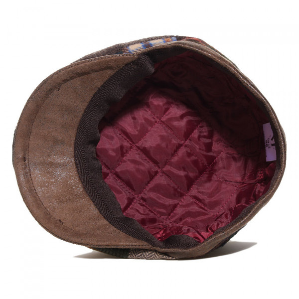 casquette patchwork laine vierge et imitation cuir