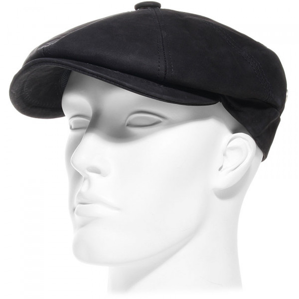 Casquette Hatteras cuir noir nappa wax