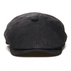 Casquette Hatteras cuir noir nappa wax