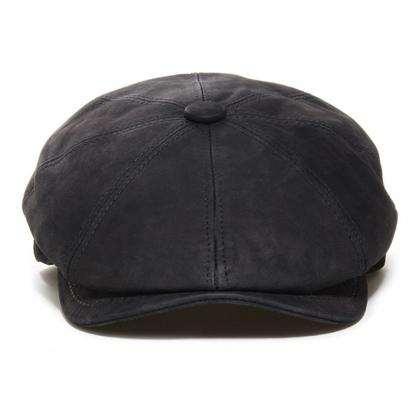 Casquette Hatteras cuir noir nappa wax
