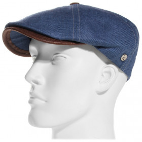béret en lin coloris bleu jeans