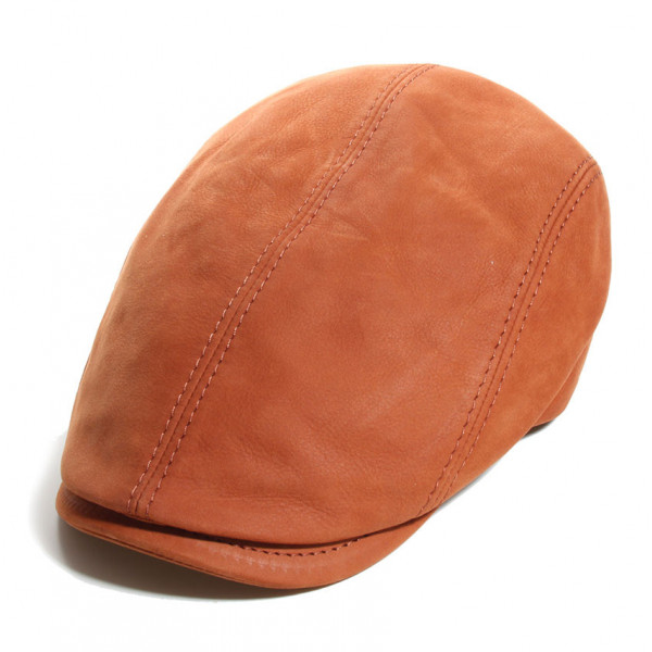 casquette cuir suédé cognac