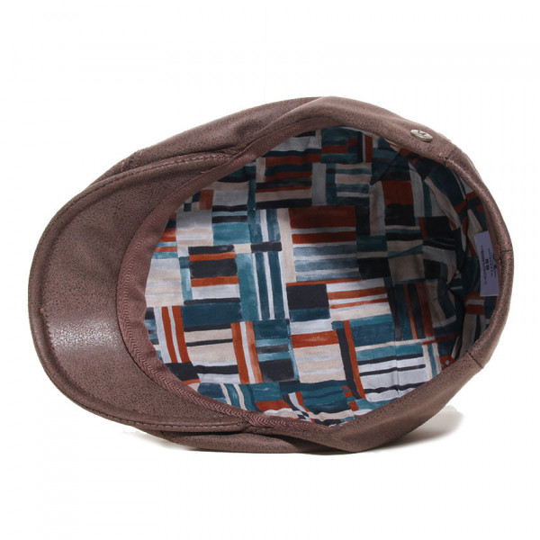 Casquette d'hiver en simili cuir de coloris marron - Hatsquality