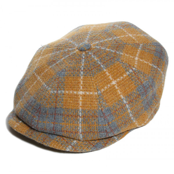 casquette tartan jaune et gris